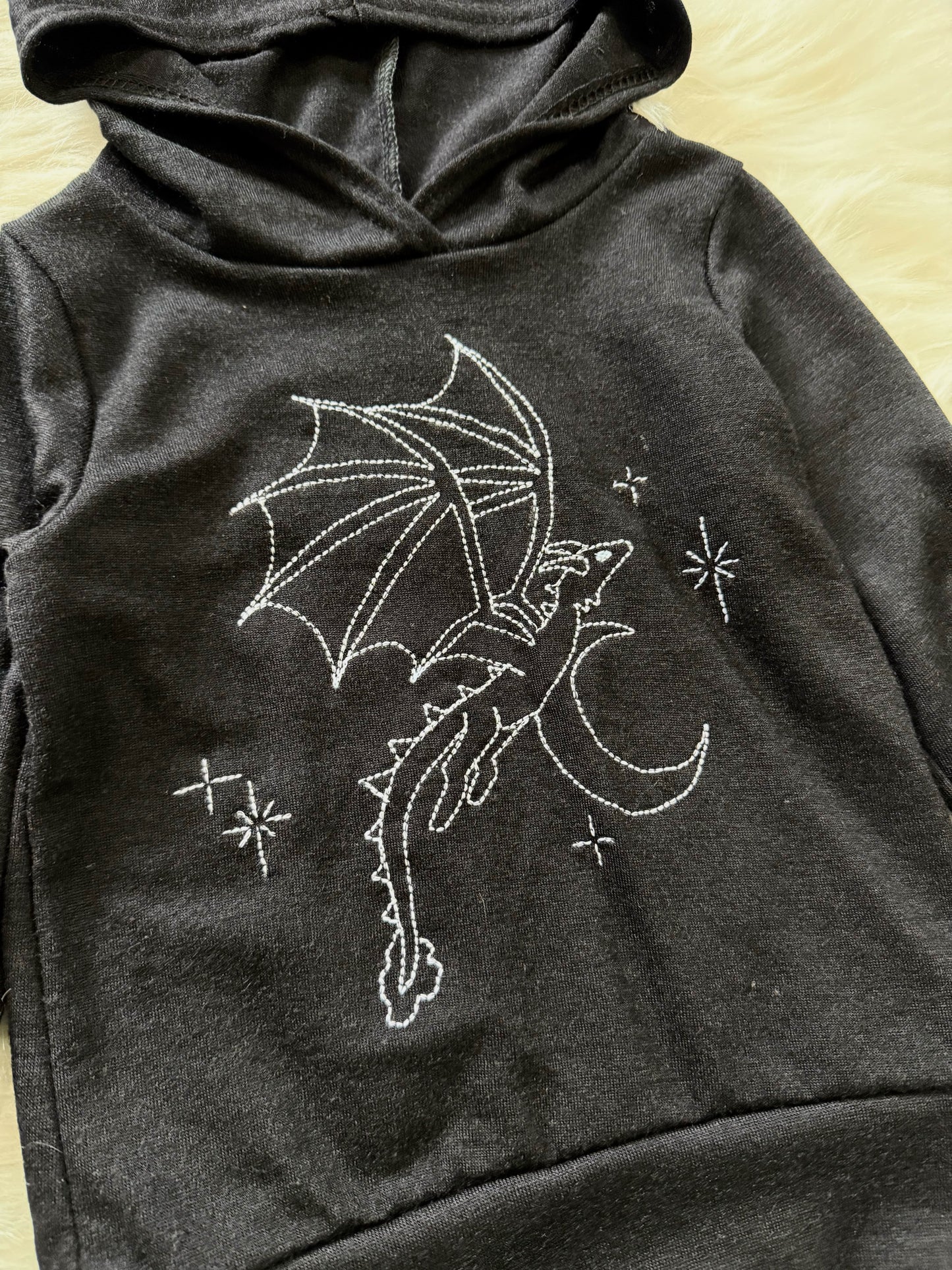 Wool Hooded Dragon Embroidered Shirt, 12m-3T