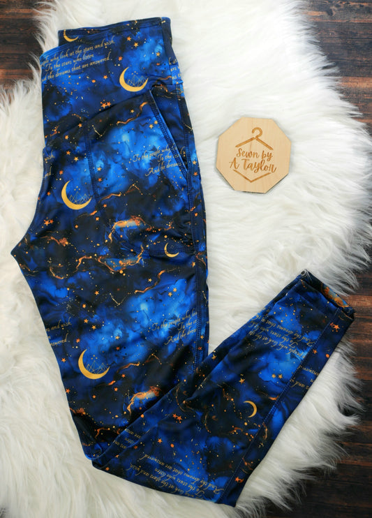ACOTAR Starry Night Cross Front High Waisted Athletic Leggings - Size XL