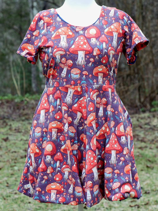 Adult 4 Way Reversible Mushroom Floral Dress - Size XL