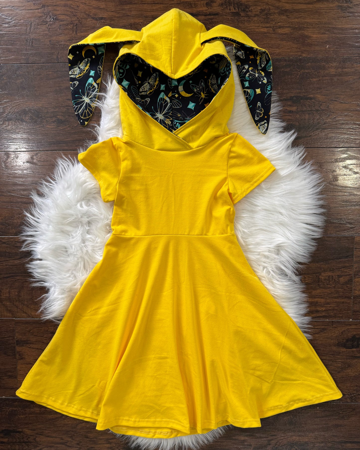 GWM Bunny Dress, Yellow Butterflies, 6-9Y