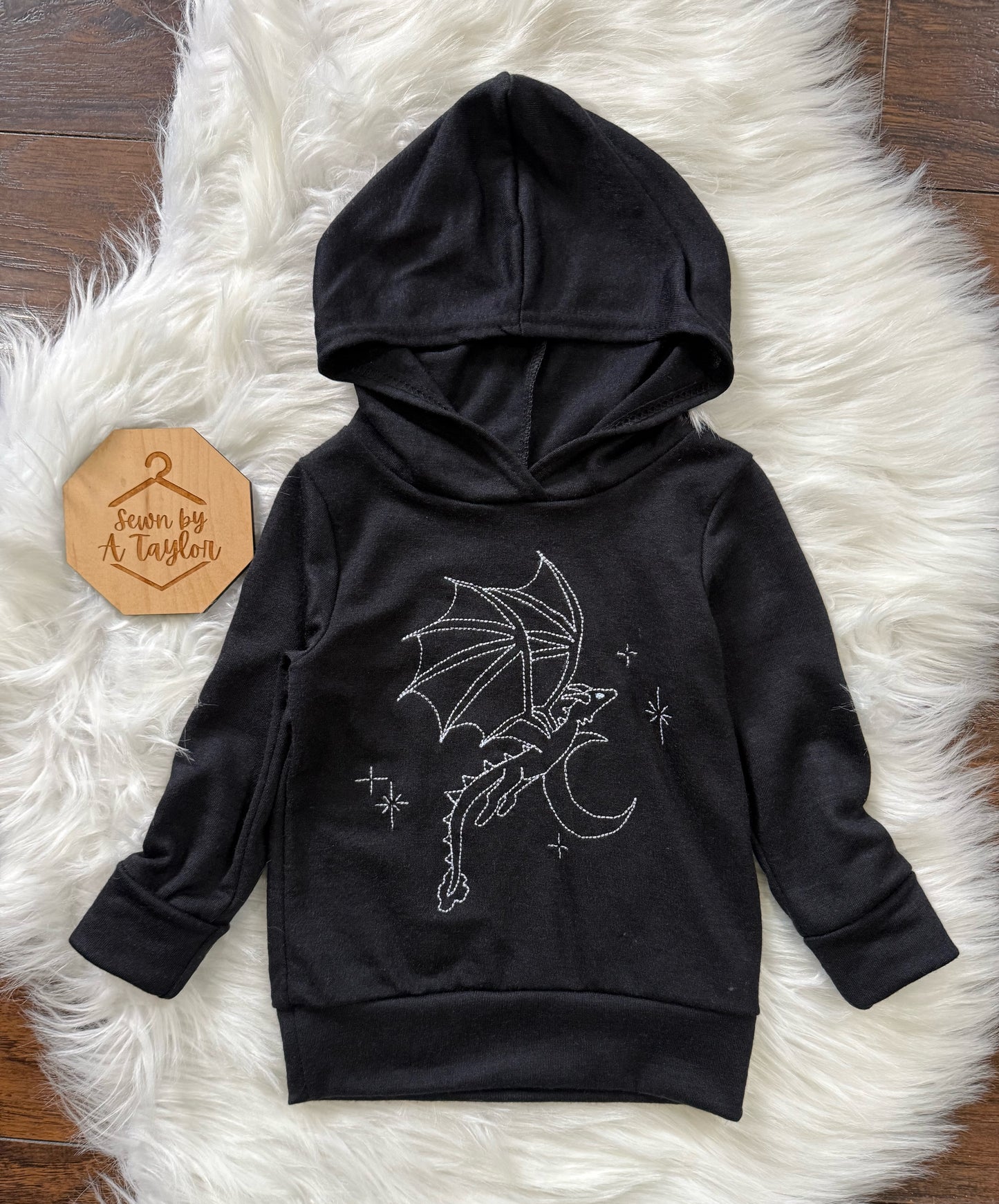 Wool Hooded Dragon Embroidered Shirt, 12m-3T