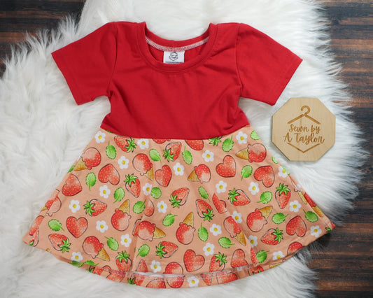 GWM Strawberry Ice Cream Dress to Peplum Top - Size 18m-4T