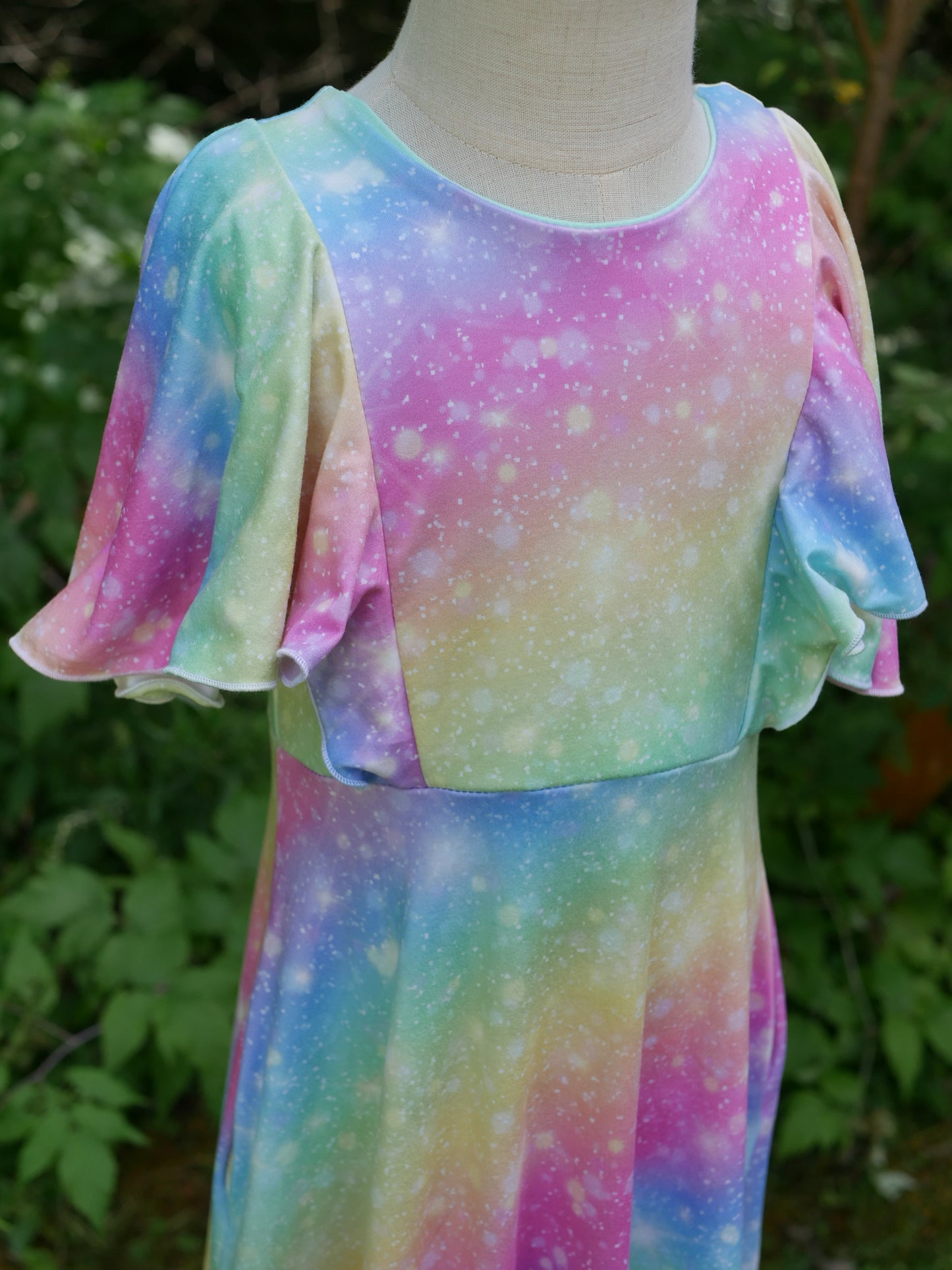 Periwinkle Pastel Rainbow Maxi Dress, 4T