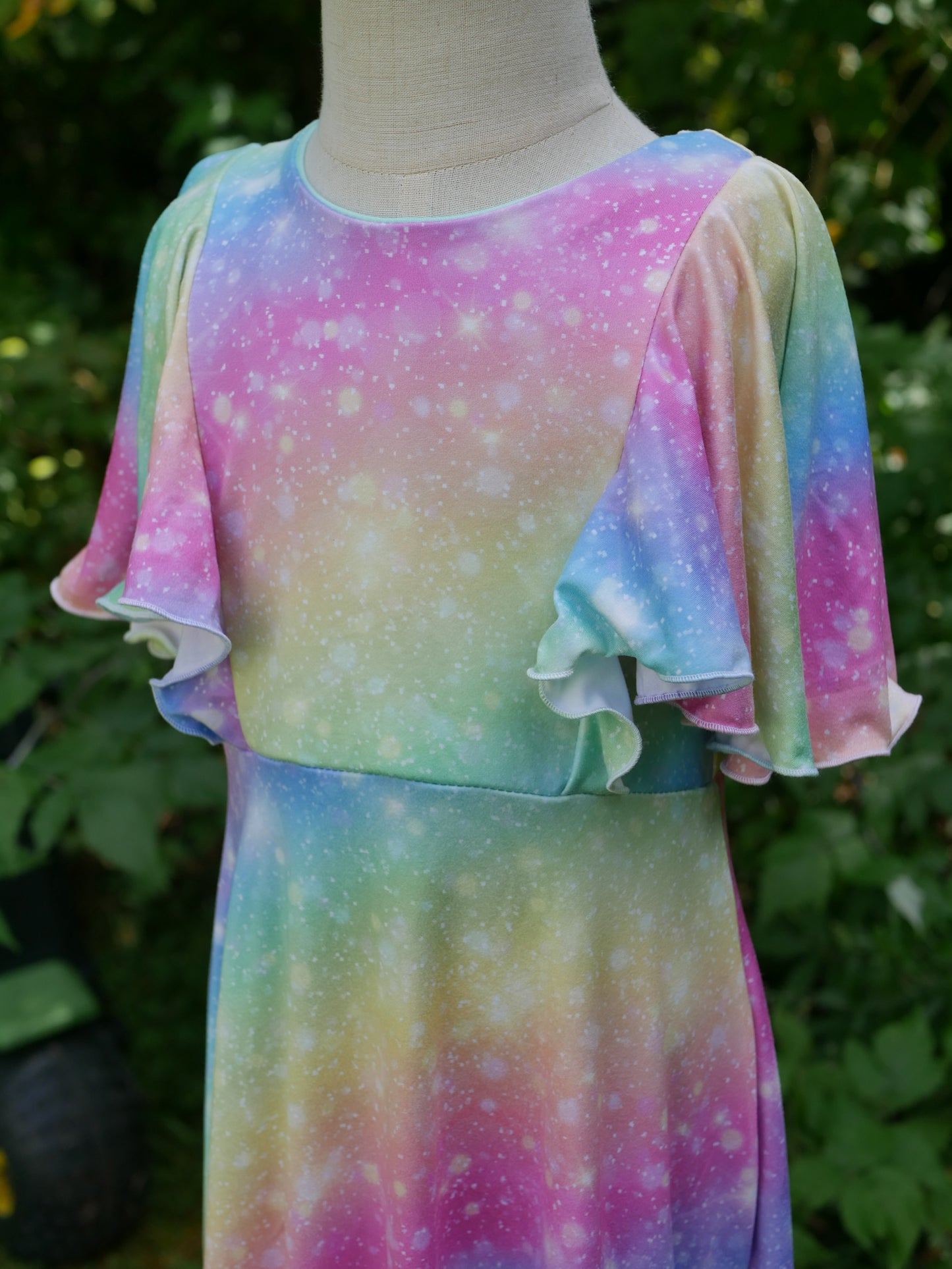 Periwinkle Pastel Rainbow Maxi Dress, 4T