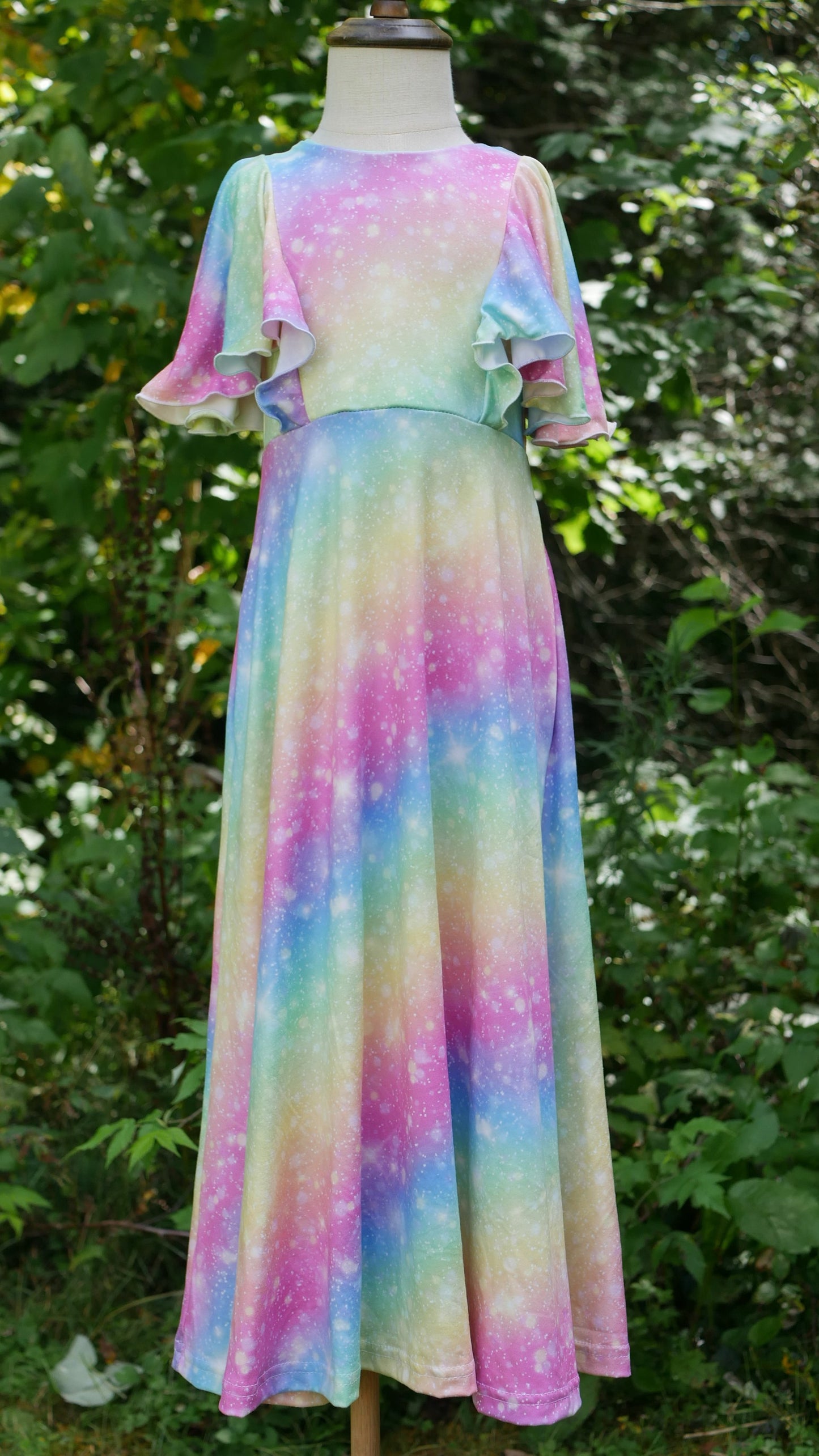 Periwinkle Pastel Rainbow Maxi Dress, 4T