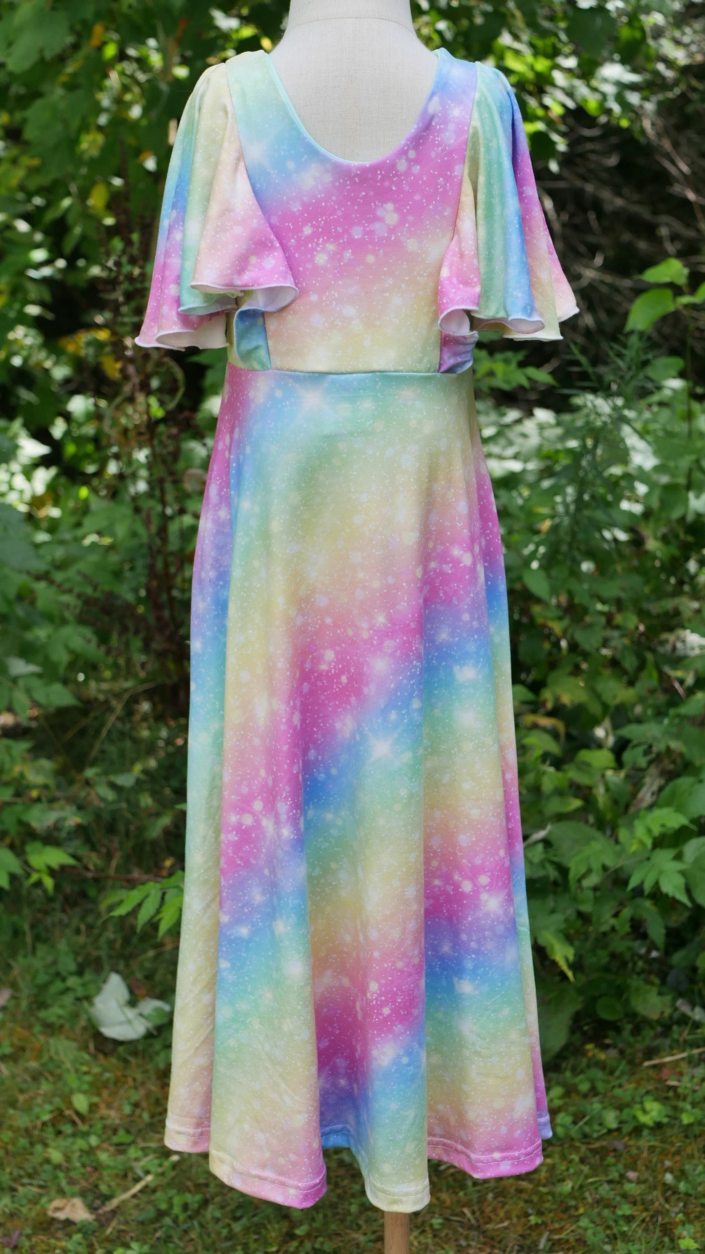 Periwinkle Pastel Rainbow Maxi Dress, 4T