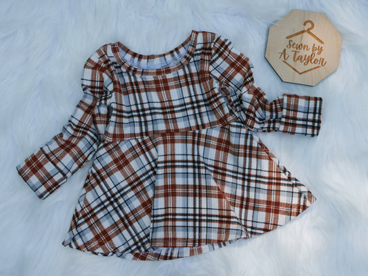GWM Tan Plaid Peplum Top/Dress