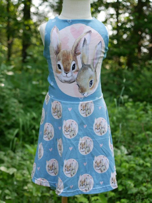 GWM Bunny Summer Tunic Top/Dress with hi-lo skirt, 6-9Y