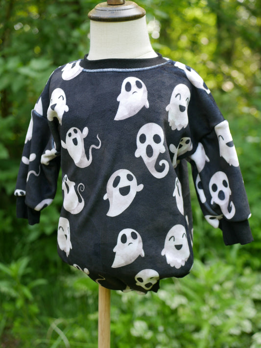 Happy Ghosts Squish Sweater Romper, 9-12m